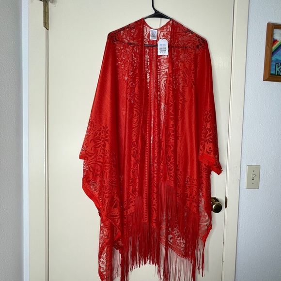 Time and Tru Womens Knit Shawl in Orange (Womens One Size) - Picture 1 of 6